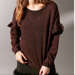 Sparkly ruffle sleeve sweater